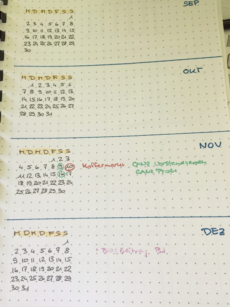 Reminder im Bullet Journal Dezember 2019