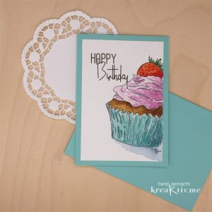Geburtstagskarte Cupcake türkis