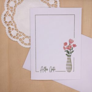 Grusskarte mit Blumenvase Alles Gute