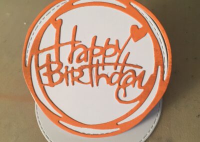 Aufstellkarte "Happy Birthday" Aufklappmechanismus zusammengeleimt