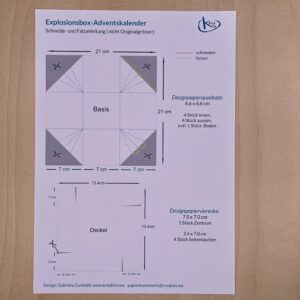 Explosionsbox Adventskalender Schneide- und Falzanleitung