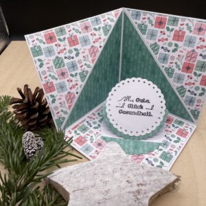 Aufstellkarte Frohe Festtage aufgestellt