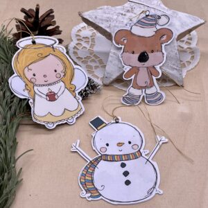Geschenkanhänger Engel, Bär, Schneemann