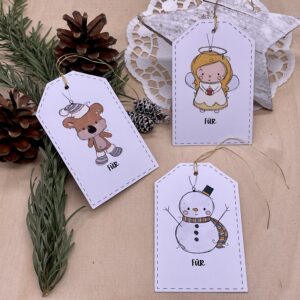 Geschenkanhänger für Namen Engel, Bär, Schneemann