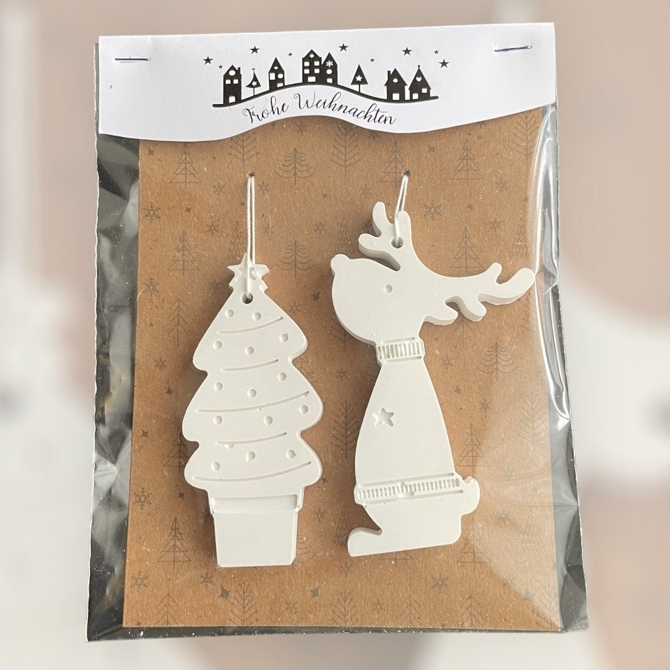 Rentierfreunde Giesskeramik Anhänger Rentier und Baum 1