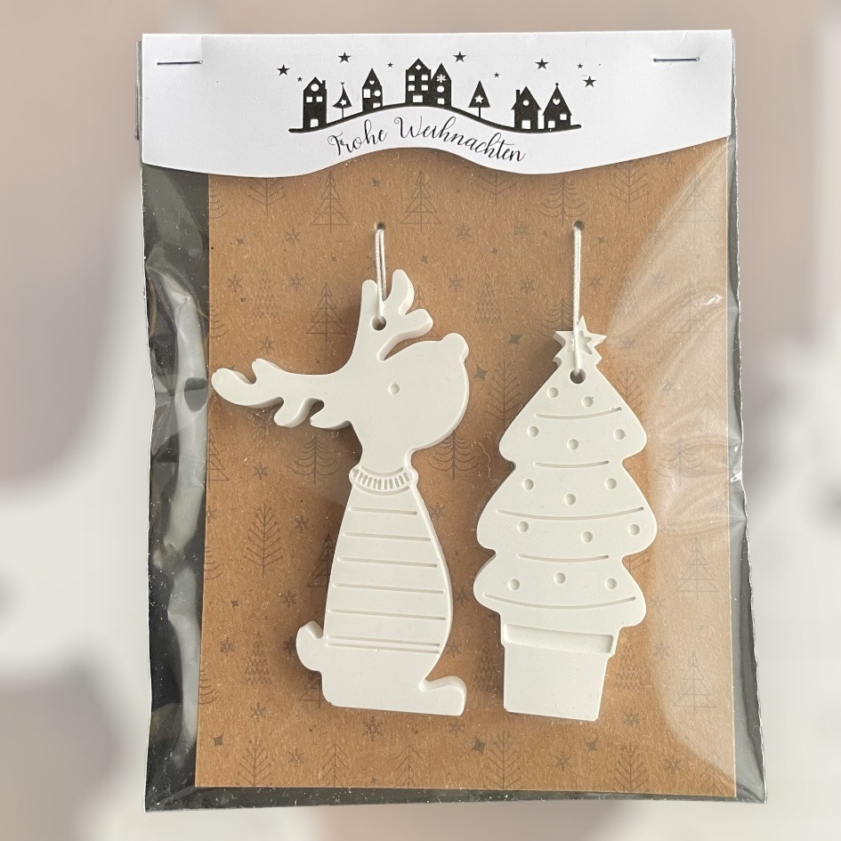 Rentierfreunde Giesskeramik Anhänger Rentier und Baum 2